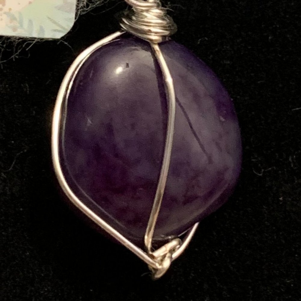 Colored Agate (purple) #182, Polished Stone Pendant